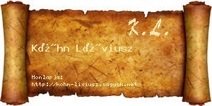Kóhn Líviusz névjegykártya