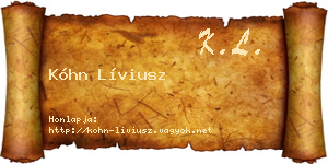 Kóhn Líviusz névjegykártya